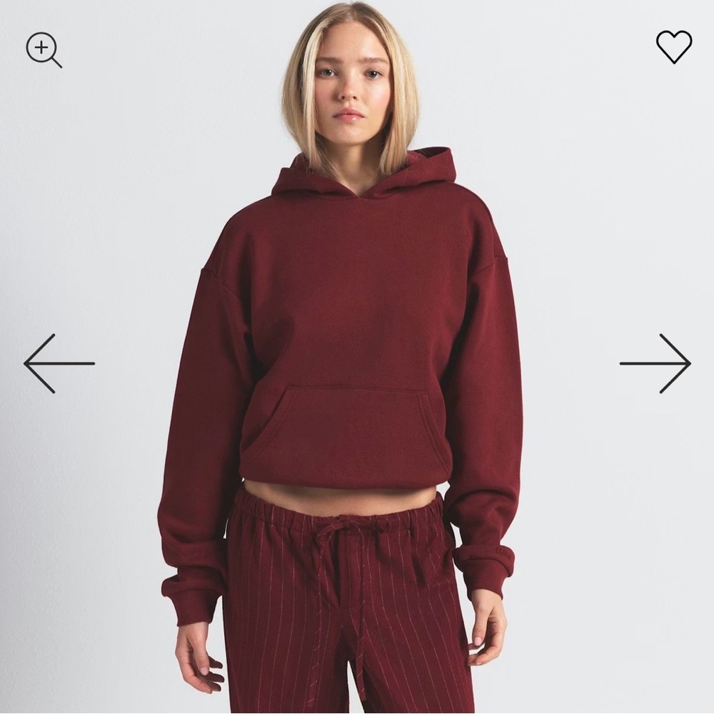 SKIMS Burgundy Hoodie Sweatshirt